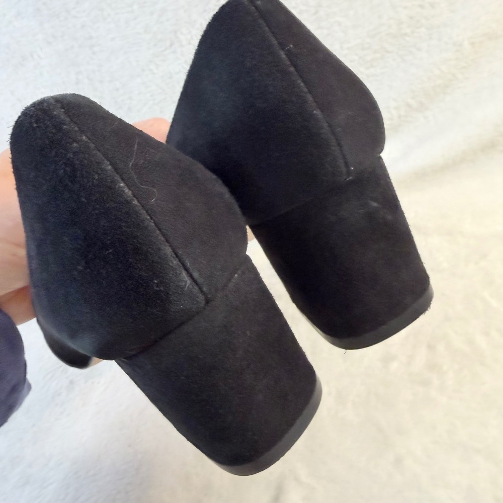 J.Crew Lucie Block Heel Pumps Black Suede Round Toe Shoes Womens 7 - Picture 7 of 8